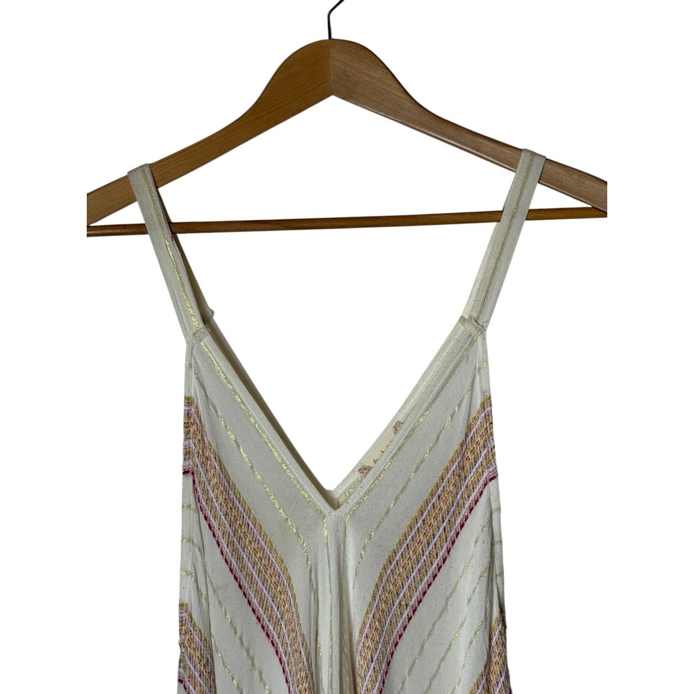 Altar'd State Jumpsuit Women Medium Ivory Metallic Stripe Boho Wide Leg Coastal - Picture 4 of 10